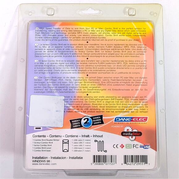 Dane-Elec Combo 9-in-4 USB 2.0 Card Reader Writer Memory Stick Micro SD NEW - Picture 2 of 2